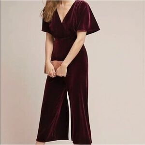 Greylin Burgundy Velvet Jumpsuit